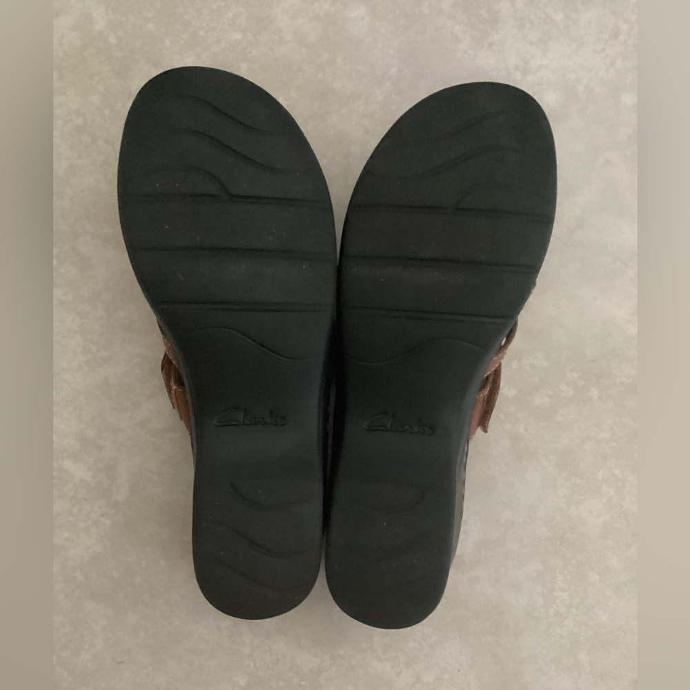 💗 CLARKS Bendables sandals 7.5 leather shoes Lexi Holly slides slip on brown - Picture 9 of 9